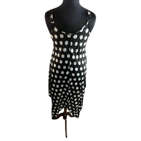 Simply Couture Polka Dot Sleeveless Handkerchief Hem Dress - in Black and White - Picture 8 of 13